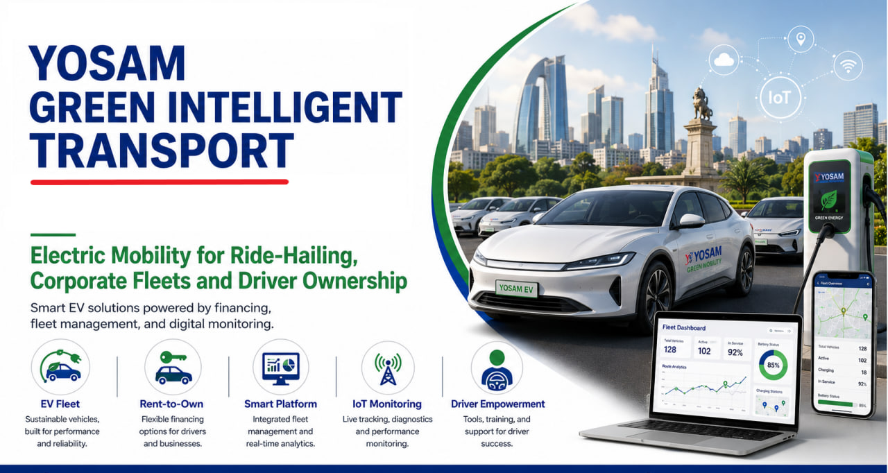 YOSAM green intelligent transport solutions for electric fleets, ride-hailing, corporate fleets and driver ownership