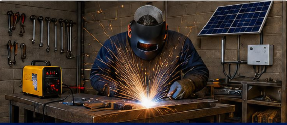 Solar-enabled workshop and welding production